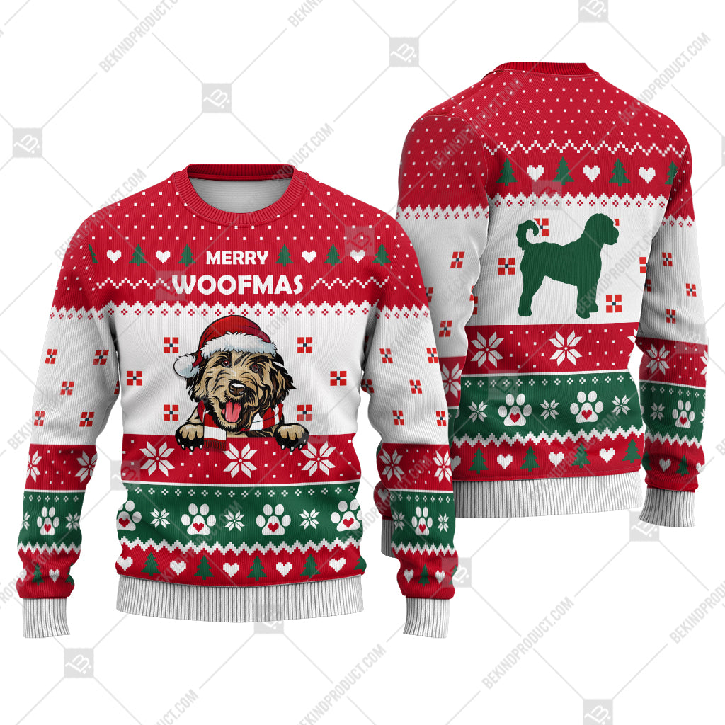 Goldendoodle Dog Christmas Paw Heart Print Ugly Christmas Sweater Print Sweatshirt - Best Gift For Christmas, Noel - WeCustomit