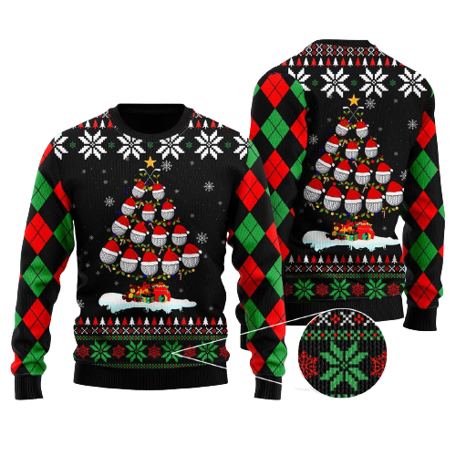 Golf Christmas Tree Snow Ugly Christmas Sweater For Men & Women Christmas Gift Sweater US1332 - WeCustomit