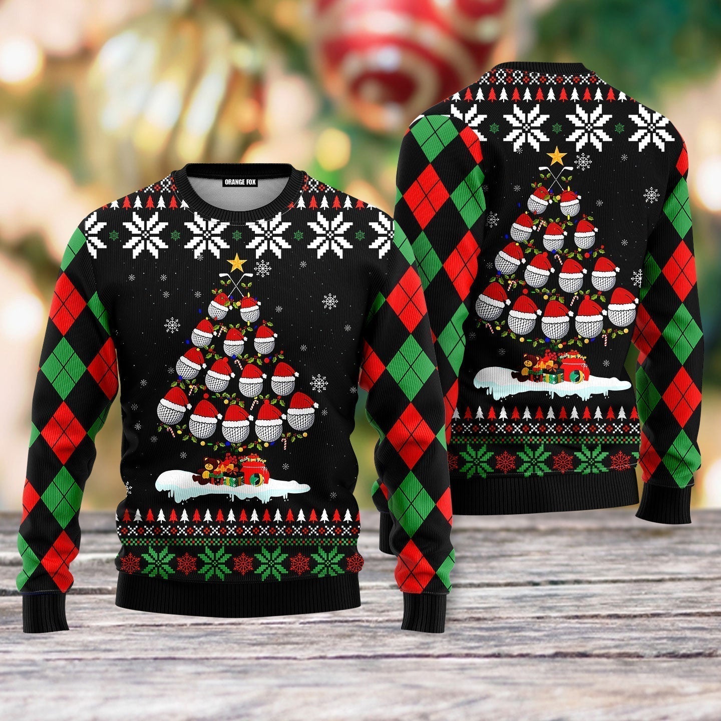 Golf Christmas Tree Snow Ugly Christmas Sweater - WeCustomit