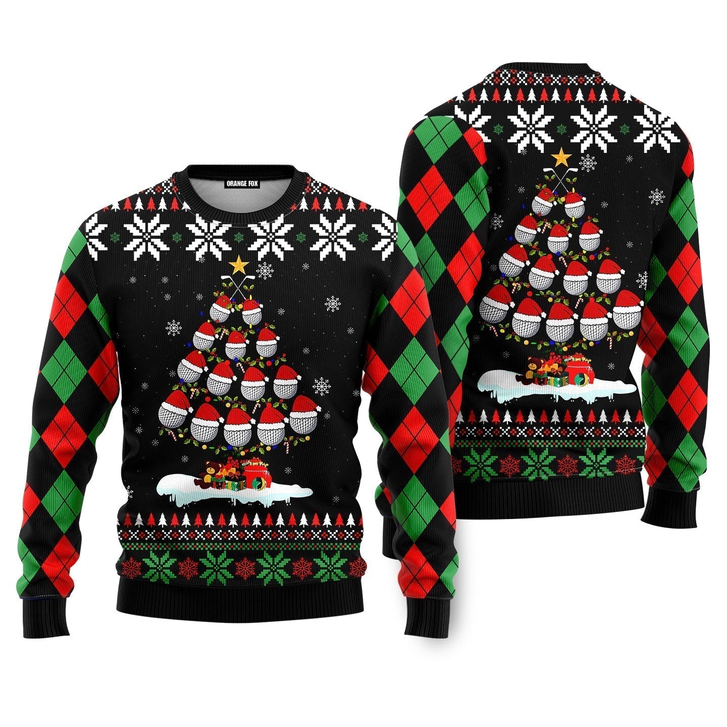 Golf Christmas Tree Snow Ugly Christmas Sweater - WeCustomit