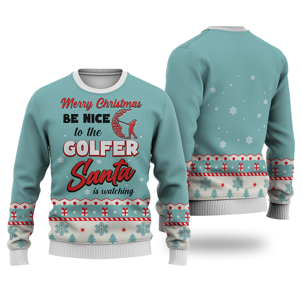 Golf Merry Christmas Be Nice Sweater Christmas Knitted Print Sweatshirt - Best Gift For Christmas, Noel - WeCustomit