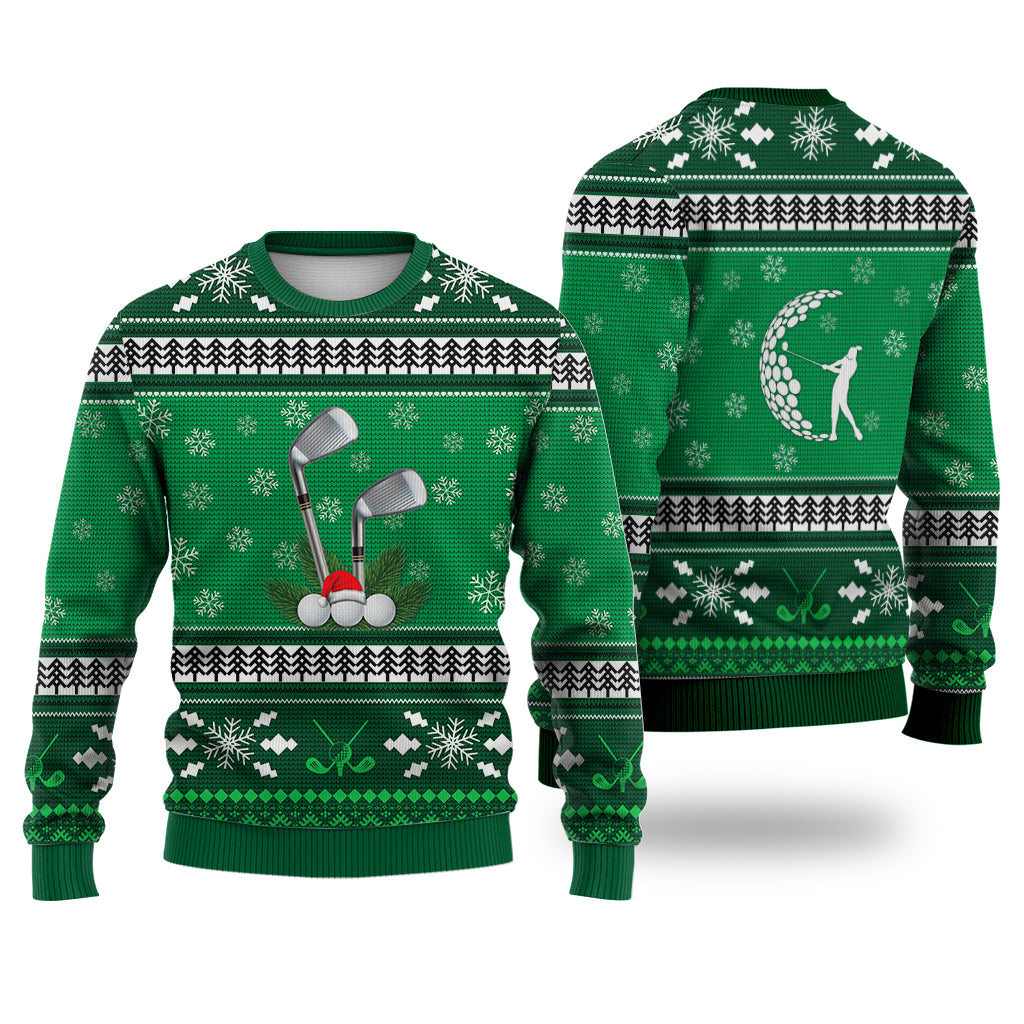 Golf Pattern Christmas Falling Snowflakes Sweater Christmas Knitted Print Sweatshirt - Best Gift For Christmas, Noel - WeCustomit