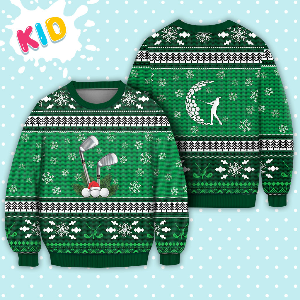 Golf Pattern Christmas Falling Snowflakes Sweater Christmas Knitted Print Sweatshirt - Best Gift For Christmas, Noel - WeCustomit