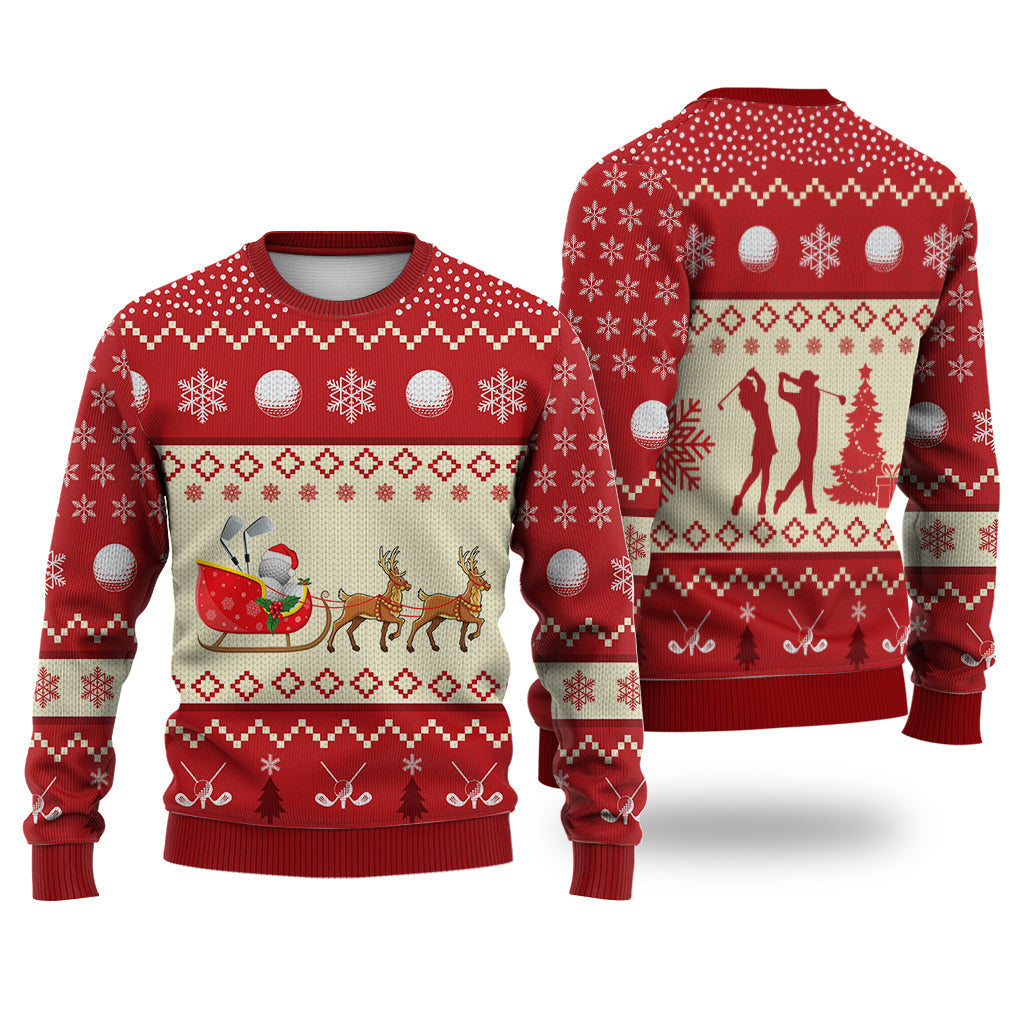 Golf Reindeer Christmas Sweater Christmas Knitted Print Sweatshirt - Best Gift For Christmas, Noel - WeCustomit