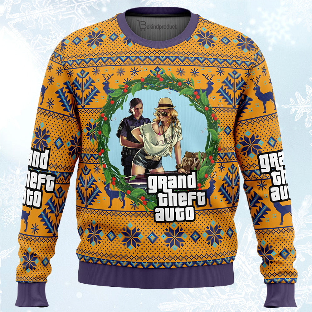 Grand Theft Auto Ugly Christmas Sweater For Men & Women Christmas Gift Sweater PT802 - WeCustomit