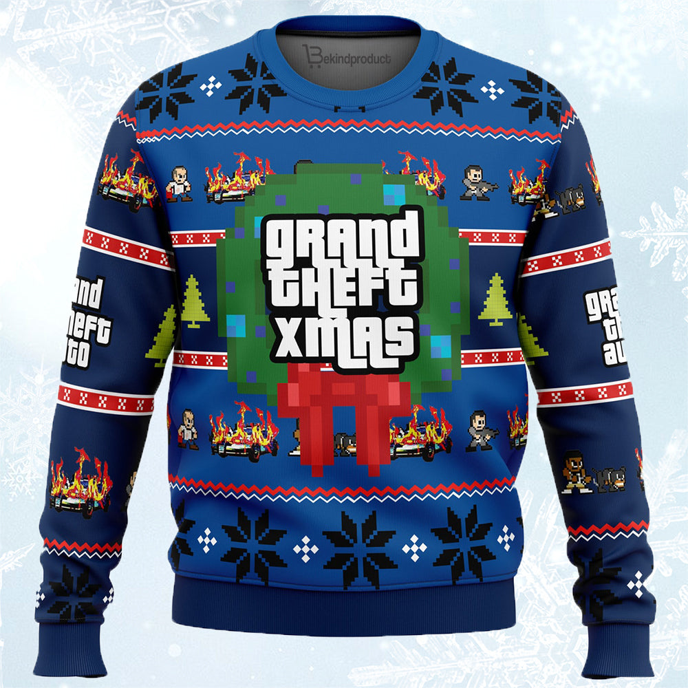 Grand Theft Xmas Ugly Christmas Sweater For Men & Women Christmas Gift Sweater PT803 - WeCustomit