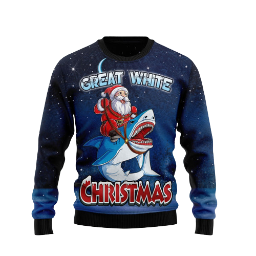 Great White Christmas Shark Ugly Christmas Sweater For Men & Women Christmas Gift Sweater US1244 - WeCustomit