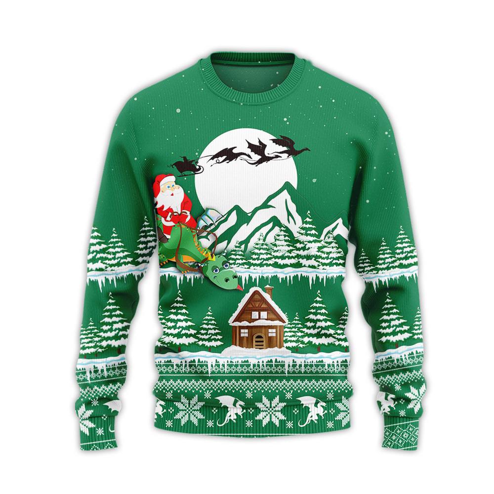 Green Dragon Christmas Ugly Christmas Sweater For Men & Women Christmas Gift Sweater US1288 - WeCustomit