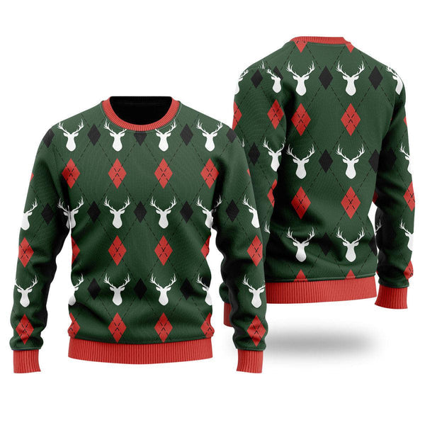 Green Reindeers Xmas Pattern Ugly Christmas Sweater For Men & Women Christmas Gift Sweater US2015 - WeCustomit