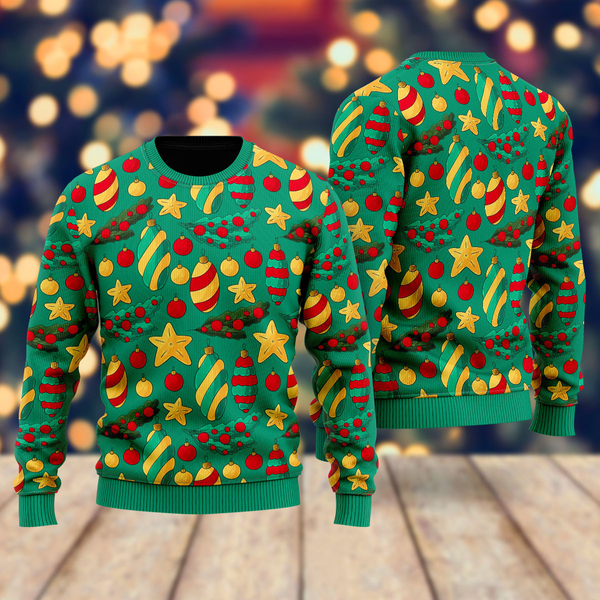 Green Tree With Star In Pattern Ugly Christmas Sweater For Men & Women Christmas Gift Sweater US2256 - WeCustomit