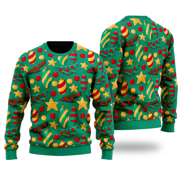 Green Tree With Star In Pattern Ugly Christmas Sweater For Men & Women Christmas Gift Sweater US3790 - WeCustomit