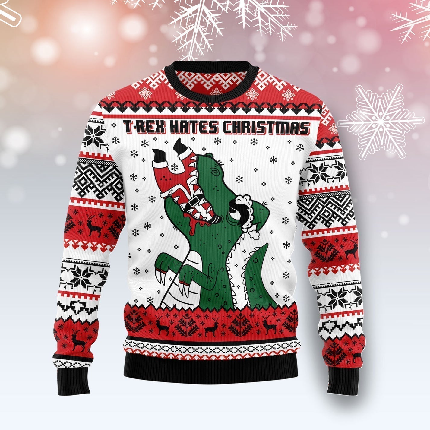 T-Rex Hates Christmas Ugly Sweater For Men & Women Christmas Gift Sweater US2919 - WeCustomit