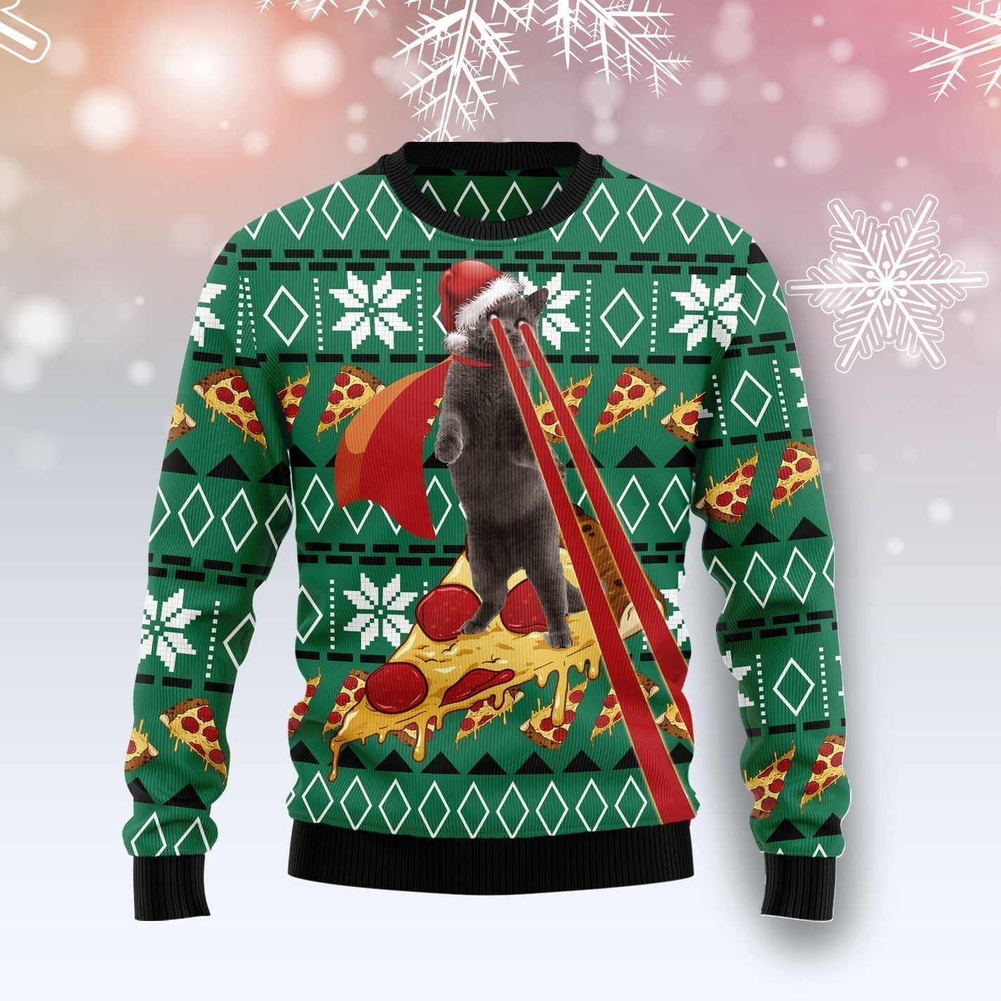 Cat Pizza Ugly Christmas Sweater For Men & Women Christmas Gift Sweater US1466 - WeCustomit