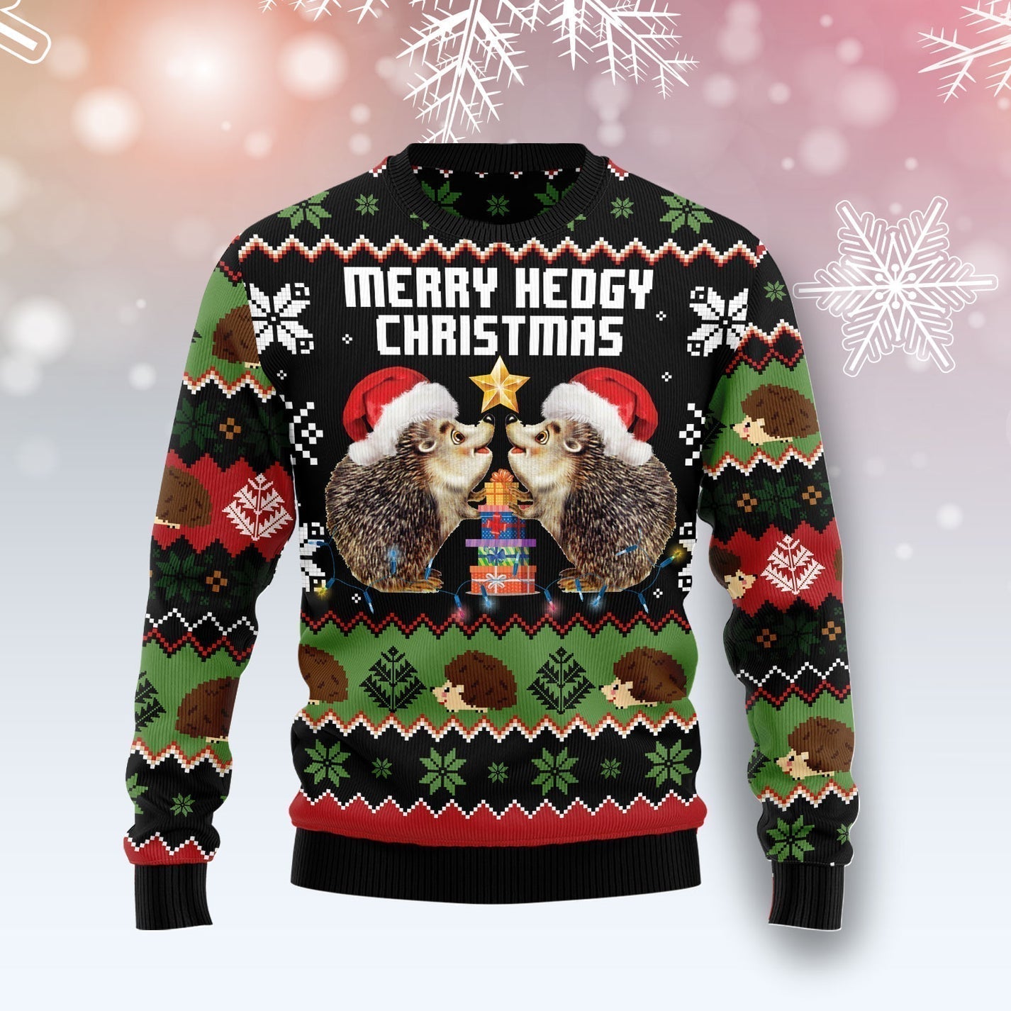 Merry Hedgy Christmas Ugly Christmas Sweater For Men & Women Christmas Gift Sweater US2918 - WeCustomit