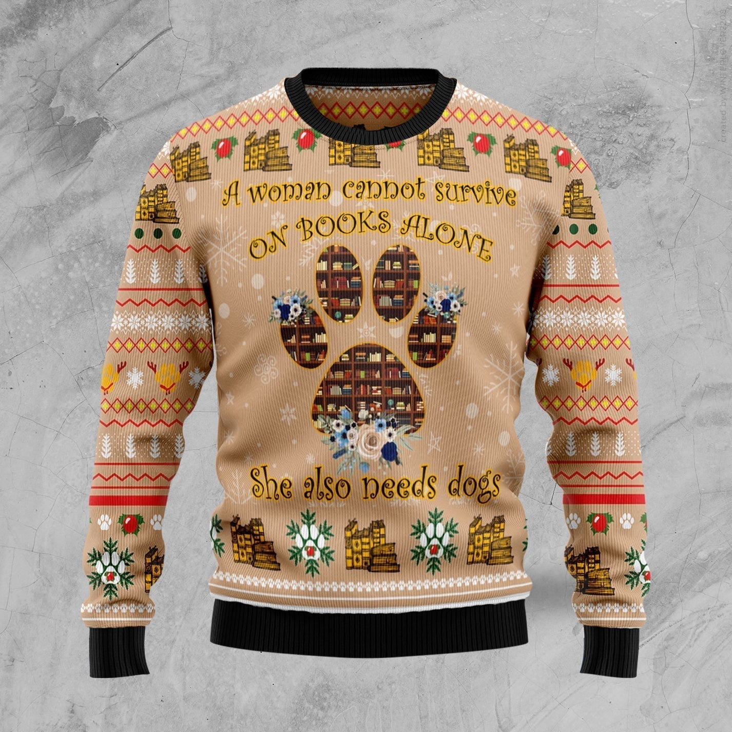 Dog And Book Lover Ugly Christmas Sweater For Men & Women Christmas Gift Sweater US3509 - WeCustomit