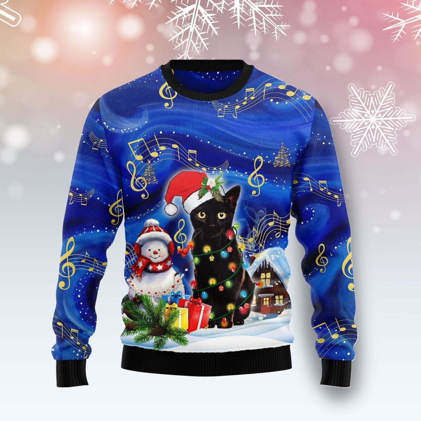 Black Cat Christmas Night Ugly Christmas Sweater For Men & Women Christmas Gift Sweater US2888 - WeCustomit