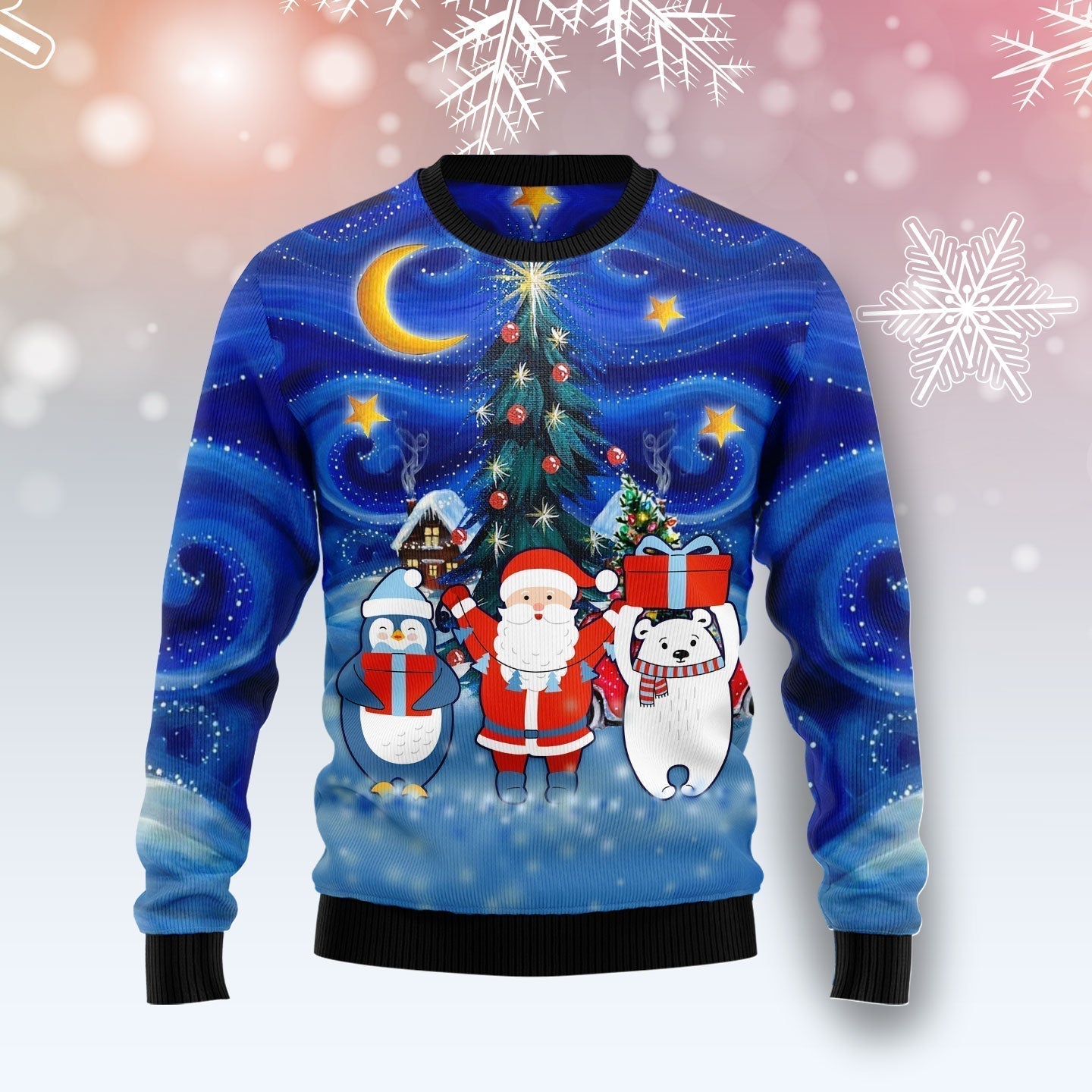 Christmas Polar Bear Santa Penguin Ugly Christmas Sweater For Men & Women Christmas Gift Sweater US1717 - WeCustomit