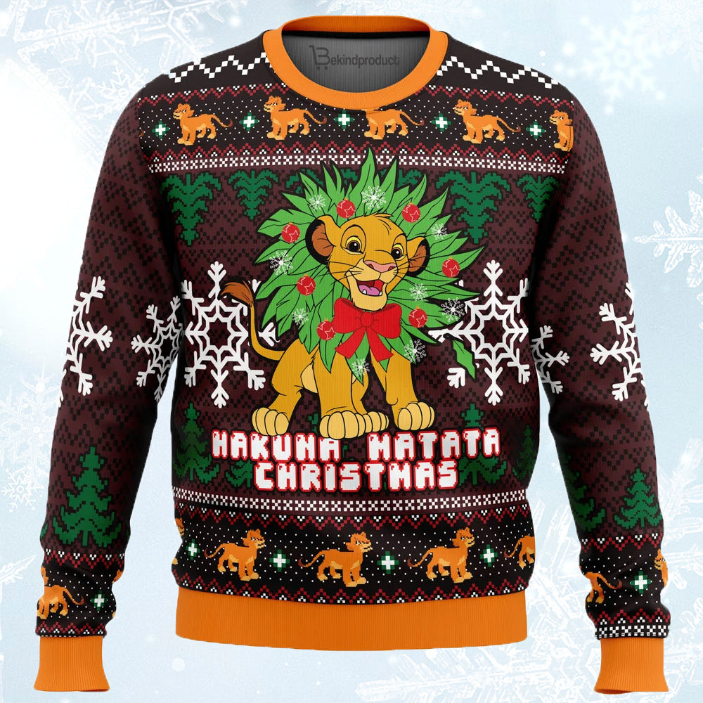Hakuna Matata Lion-King Ugly Christmas Sweater For Men & Women Christmas Gift Sweater PT530 - WeCustomit