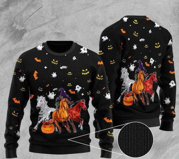 Halloween Horse Ugly Christmas Sweater For Men & Women Christmas Gift Sweater US1037 - WeCustomit