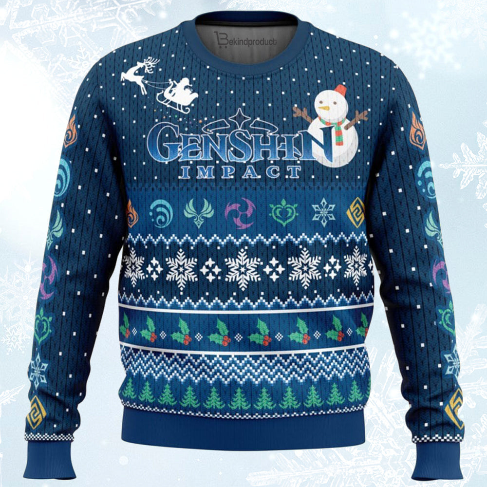 Happy Holidays Genshin Impact Ugly Christmas Sweater For Men & Women Christmas Gift Sweater BH459 - WeCustomit