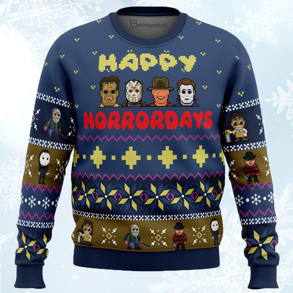 Happy Horrordays Halloween Ugly Christmas Sweater For Men & Women Christmas Gift Sweater BH508 - WeCustomit