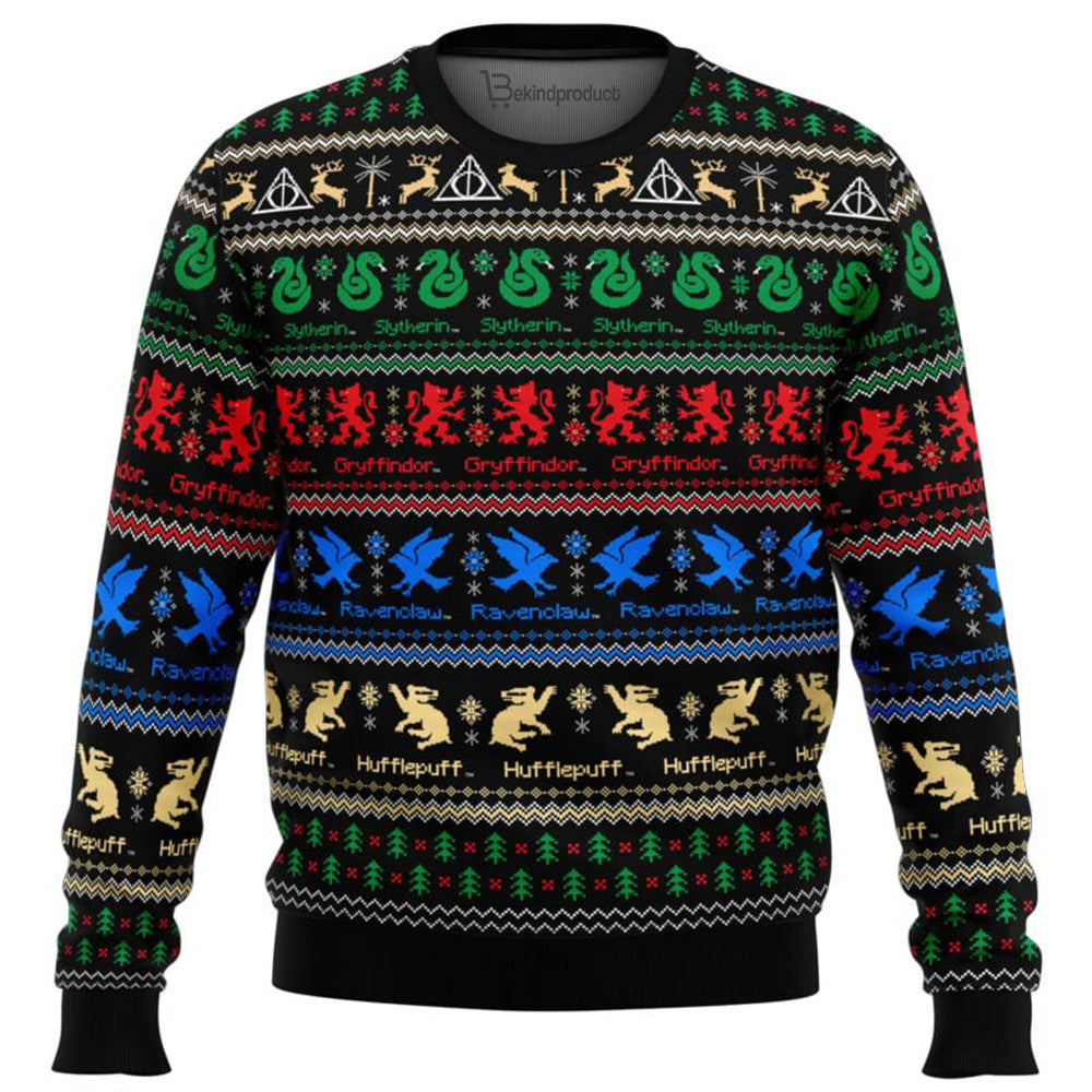 Harry Potter Hogwarts Houses Ugly Christmas Sweater For Men & Women Christmas Gift Sweater BH300 - WeCustomit