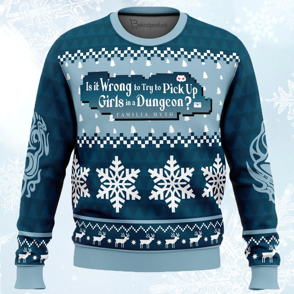 Hestia Familia Emblem DanMachi Ugly Christmas Sweater For Men & Women Christmas Gift Sweater PT843 - WeCustomit