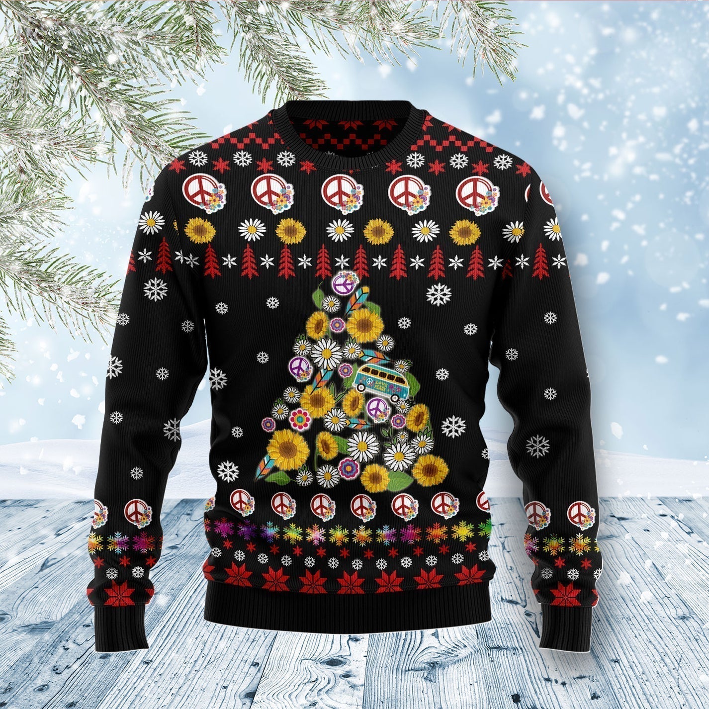 Hippie Tree Xmas Ugly Christmas Sweater For Men & Women Christmas Gift Sweater US3394 - WeCustomit