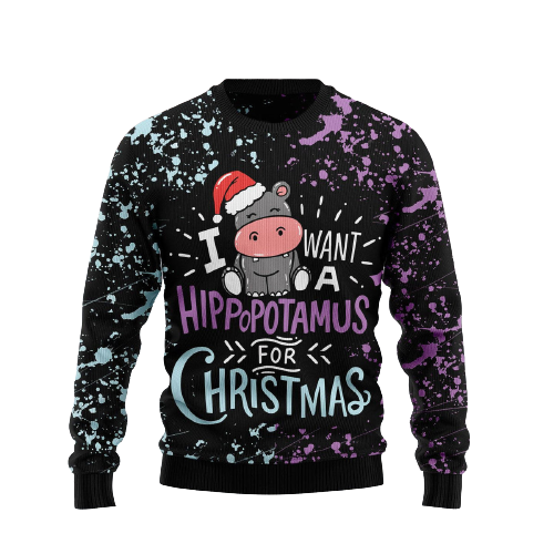 Hippo Xmas Ugly Christmas Sweater For Men & Women Christmas Gift Sweater US1312 - WeCustomit