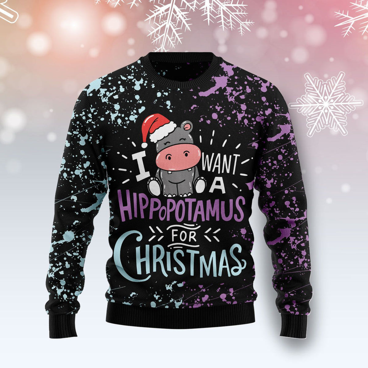 Hippo Xmas Ugly Christmas Sweater For Men & Women Christmas Gift Sweater US1312 - WeCustomit
