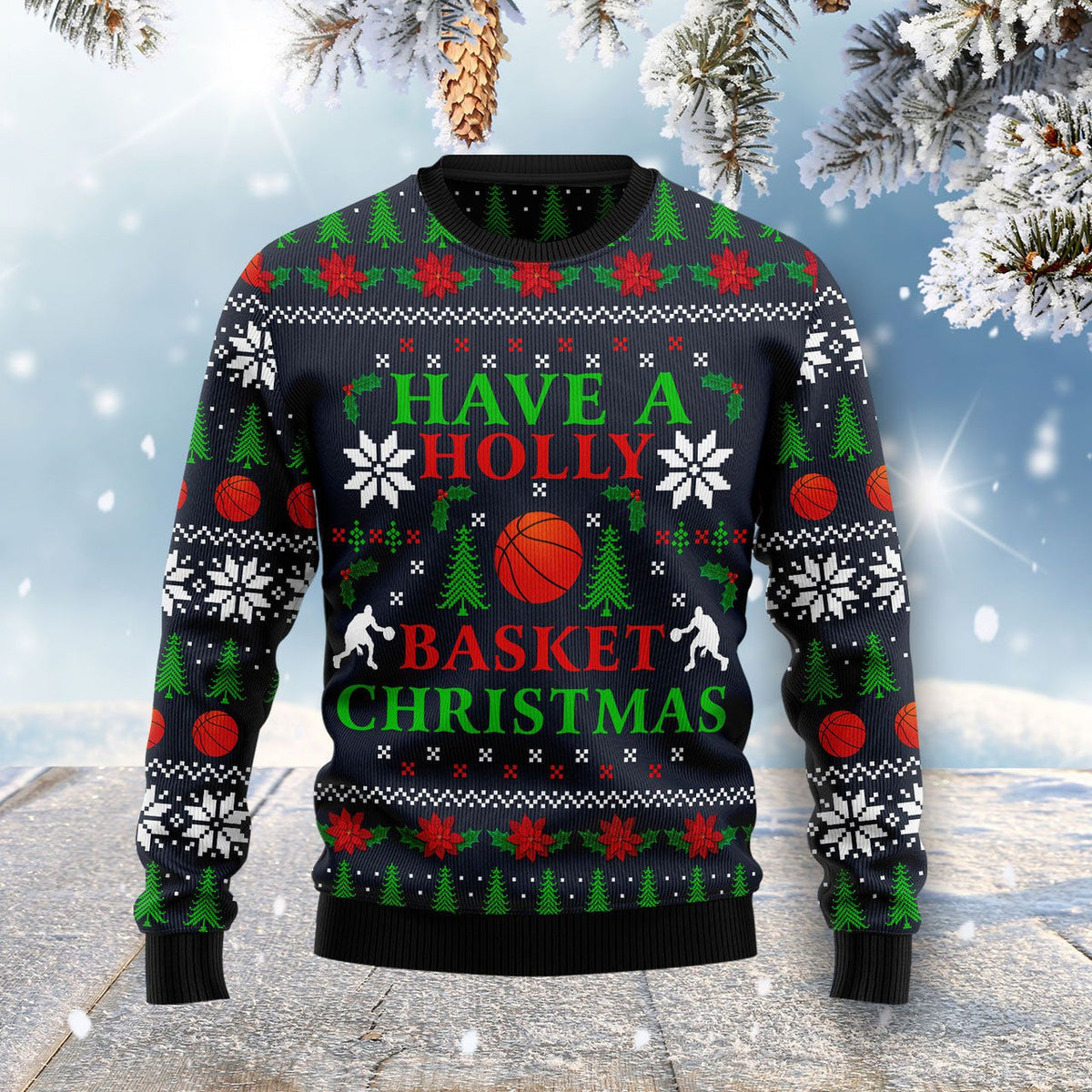 Basketball Christmas Ugly Christmas Sweater For Men & Women Christmas Gift Sweater US1335 - WeCustomit