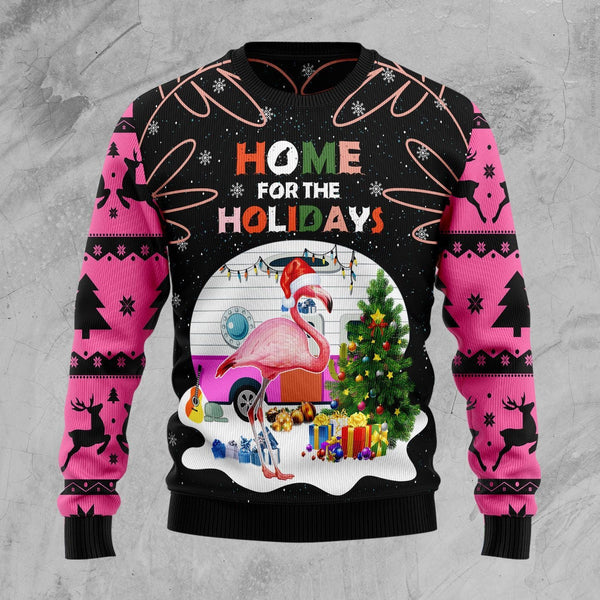 Home For The Holidays Flamingo Ugly Christmas Sweater For Men & Women Christmas Gift Sweater US1233 - WeCustomit