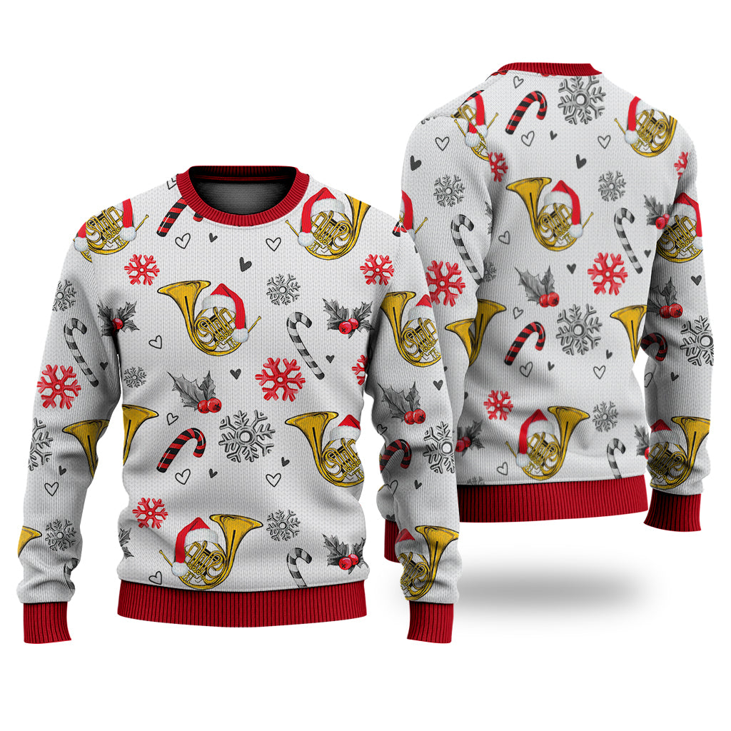 Horn Christmas Pattern Sweater Christmas Knitted Print Sweatshirt - Best Gift For Christmas, Noel - WeCustomit