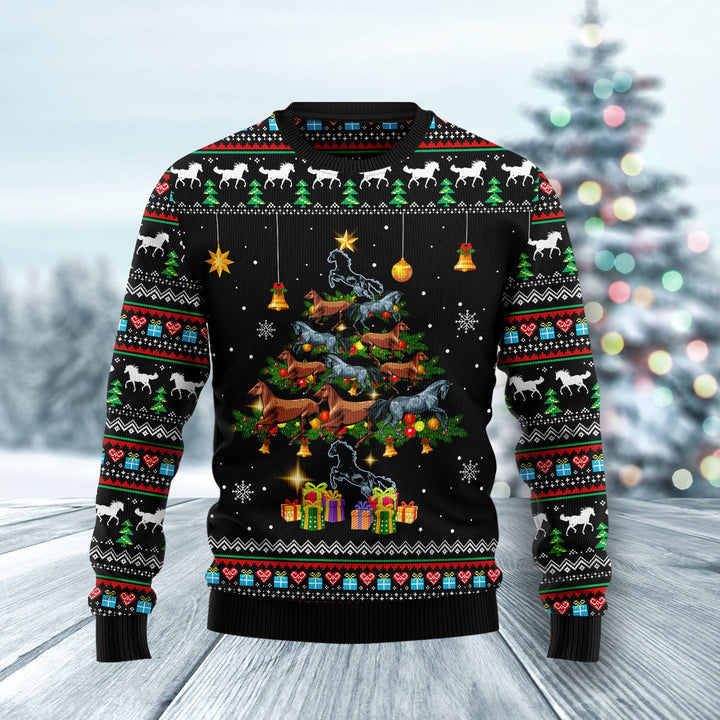 Horse Christmas Tree Ugly Christmas Sweater For Men & Women Christmas Gift Sweater US1266 - WeCustomit