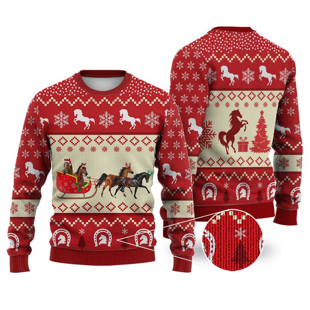 Horse Reindeer Christmas Sweater Christmas Knitted Print Sweatshirt - Best Gift For Christmas, Noel - WeCustomit