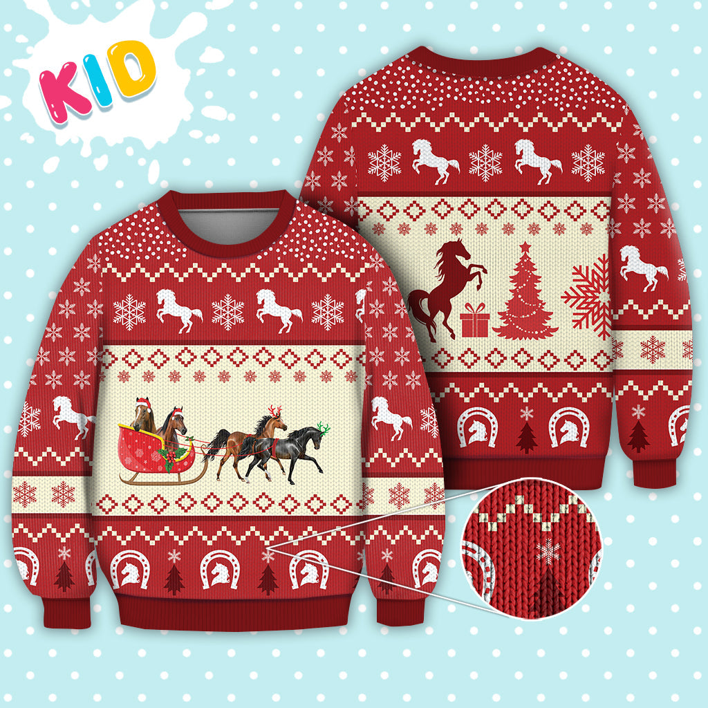 Horse Reindeer Christmas Sweater Christmas Knitted Print Sweatshirt - Best Gift For Christmas, Noel - WeCustomit