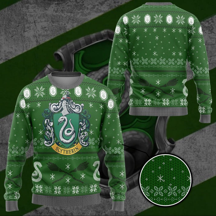 House Slytherin Logo Ugly Christmas Sweater For Men & Women Christmas Gift Sweater US4217 - WeCustomit