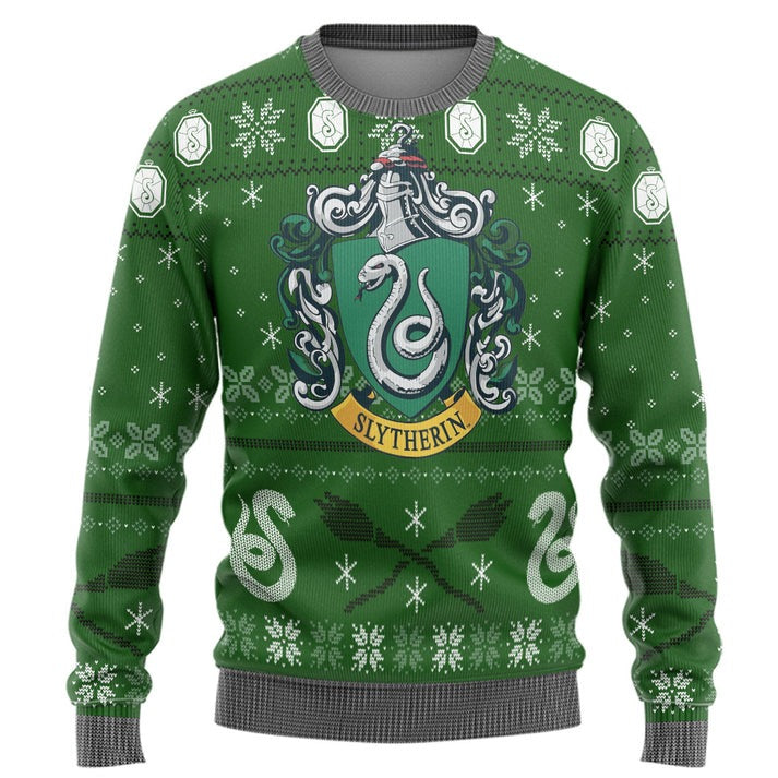 House Slytherin Logo Ugly Christmas Sweater For Men & Women Christmas Gift Sweater US4217 - WeCustomit