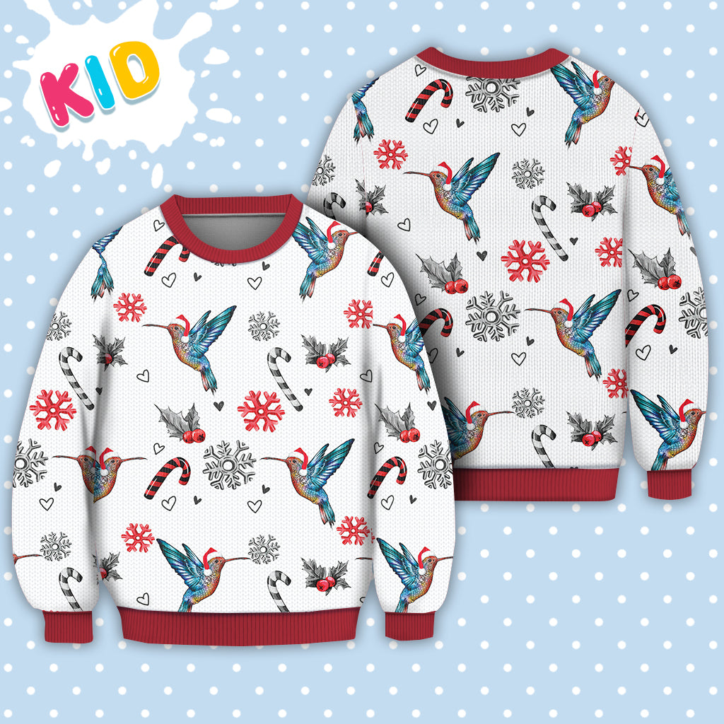 Hummingbird Christmas Pattern Sweater Christmas Knitted Print Sweatshirt - Best Gift For Christmas, Noel - WeCustomit