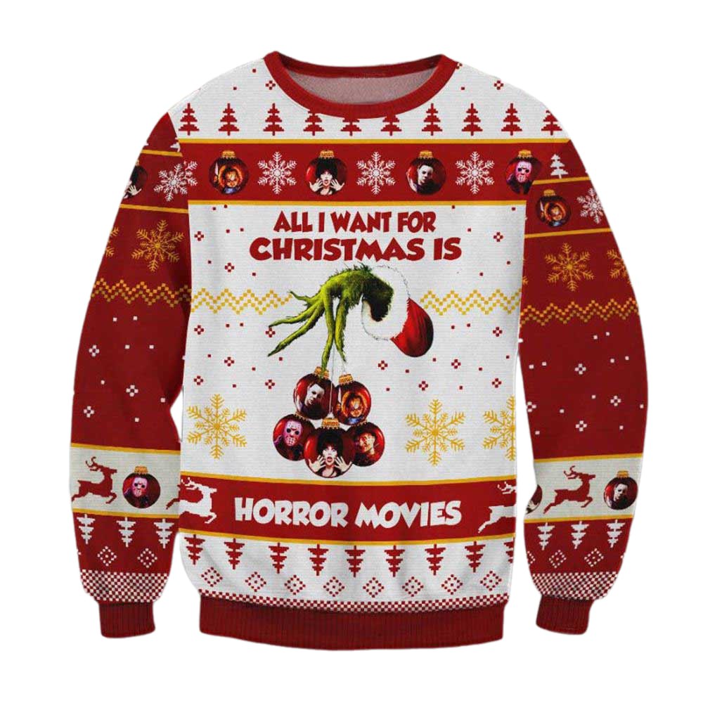 Grinch Hand Holding Ornament Christmas Ugly Christmas Sweater For Men & Women Christmas Gift Thanksgiving Sweater US4317 - WeCustomit