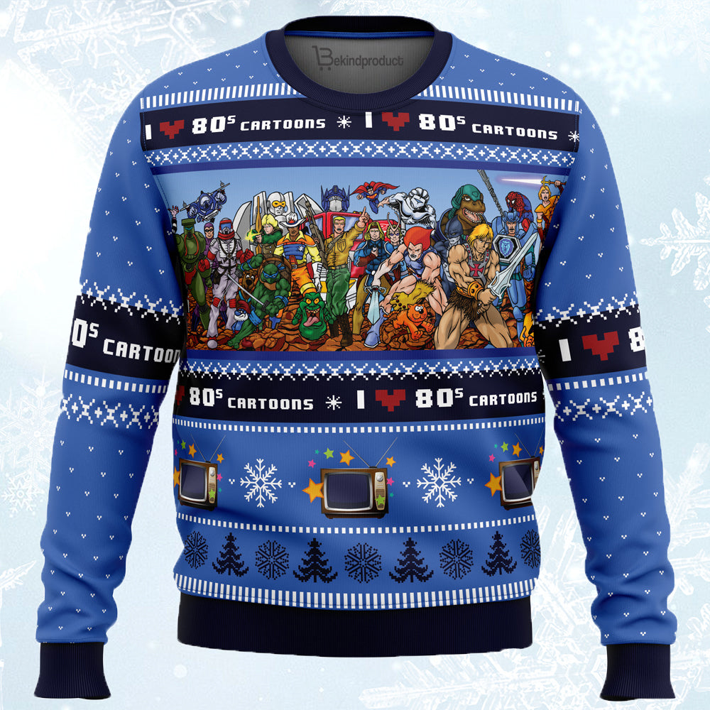 I love the 80s Cartoons Ugly Christmas Sweater For Men & Women Christmas Gift Sweater PT644 - WeCustomit