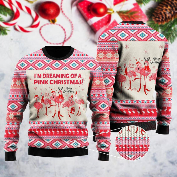 I'm Dreaming Of A Pink Christmas Flamingo Ugly Christmas Sweater For Men & Women Christmas Gift Sweater US1351 - WeCustomit