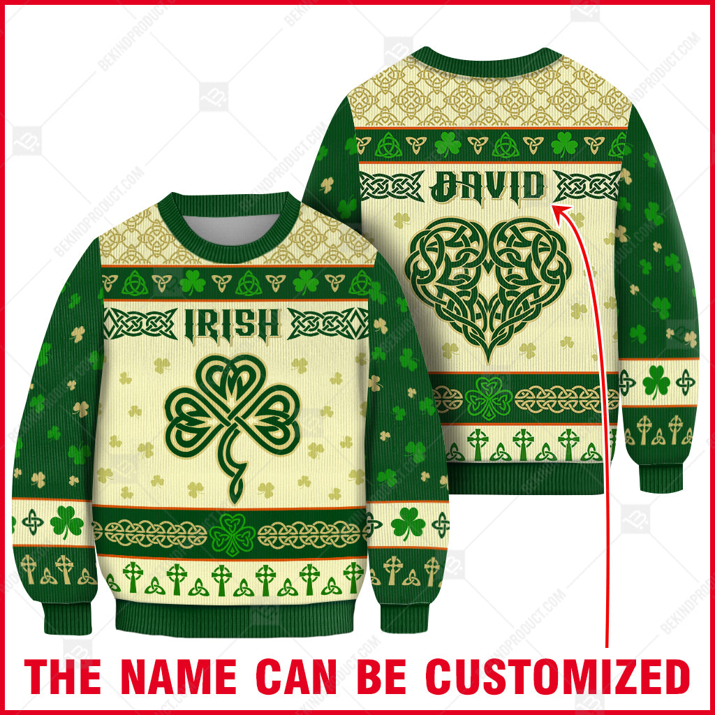 Irish Celtic Shamrock And Heart Sweater - Personalized Custom - Irish Print Sweatshirt - Irish Gift - WeCustomit