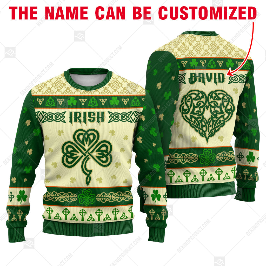 Irish Celtic Shamrock And Heart Sweater - Personalized Custom - Irish Print Sweatshirt - Irish Gift - WeCustomit