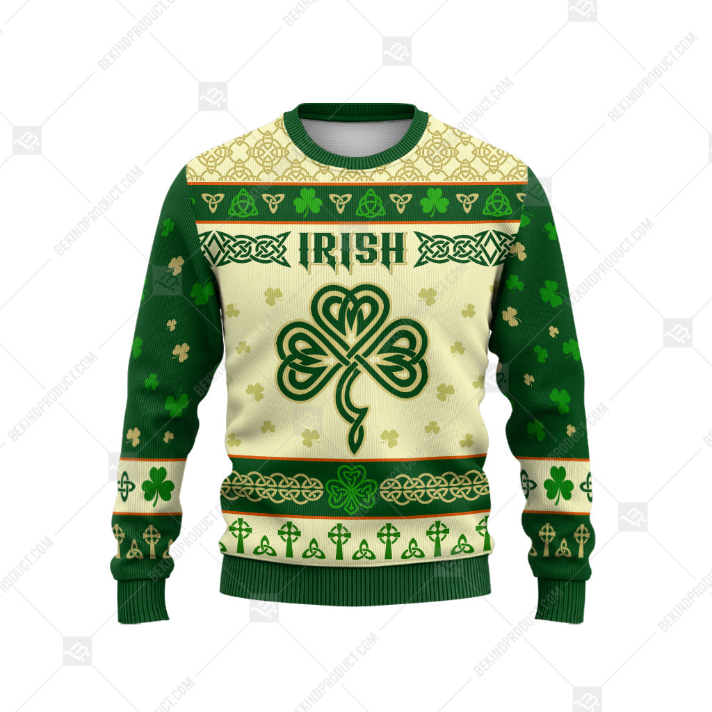 Irish Celtic Shamrock And Heart Sweater - Personalized Custom - Irish Print Sweatshirt - Irish Gift - WeCustomit