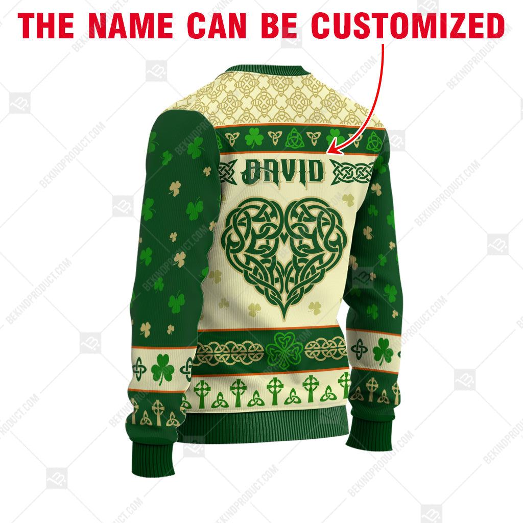 Irish Celtic Shamrock And Heart Sweater - Personalized Custom - Irish Print Sweatshirt - Irish Gift - WeCustomit