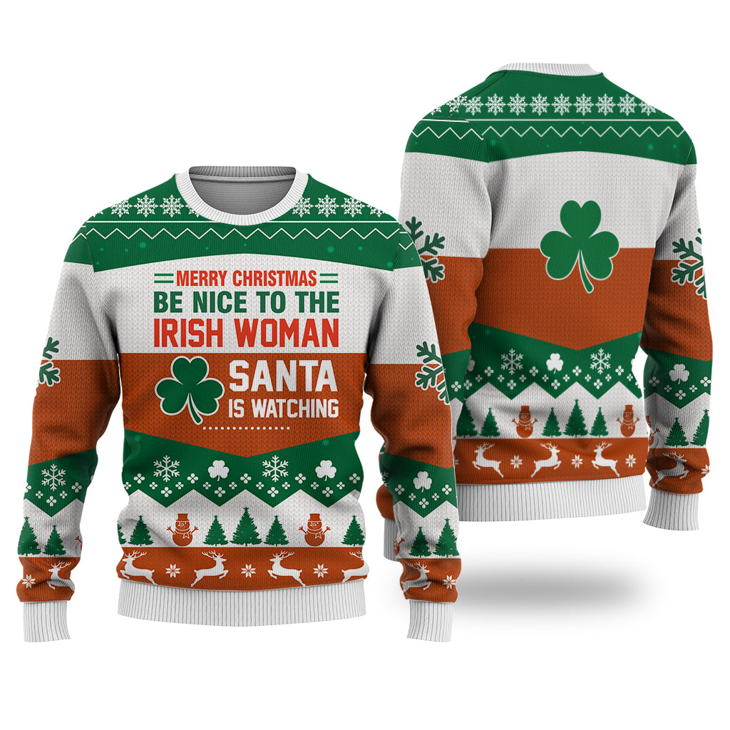 Irish Woman All I Want For Christmas Sweater Christmas Knitted Print Sweatshirt - Best Gift For Christmas - Irish Gift - Christmas Signature - WeCustomit