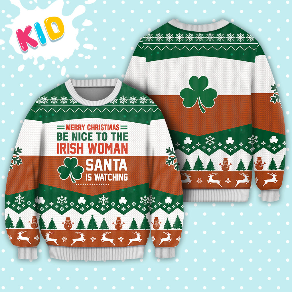 Irish Woman All I Want For Christmas Sweater Christmas Knitted Print Sweatshirt - Best Gift For Christmas - Irish Gift - Christmas Signature - WeCustomit