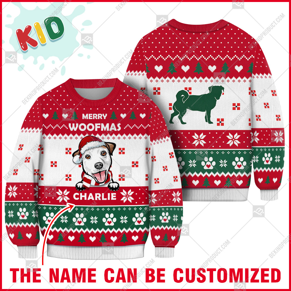 Jack Russell Dog Christmas Paw Heart Print Ugly Christmas Sweater Print Sweatshirt - Personalized Custom - Best Gift For Noel - WeCustomit