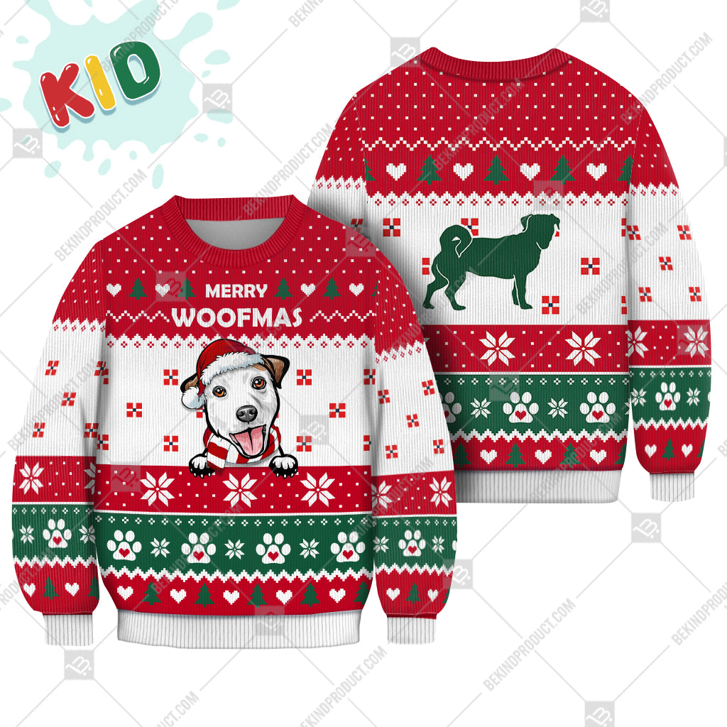 Jack Russell Dog Christmas Paw Heart Print Ugly Christmas Sweater Print Sweatshirt - Best Gift For Christmas, Noel - WeCustomit